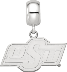 Sterling Silver Rhodium-plated LogoArt Oklahoma State University O-S-U Small Dangle Bead Charm