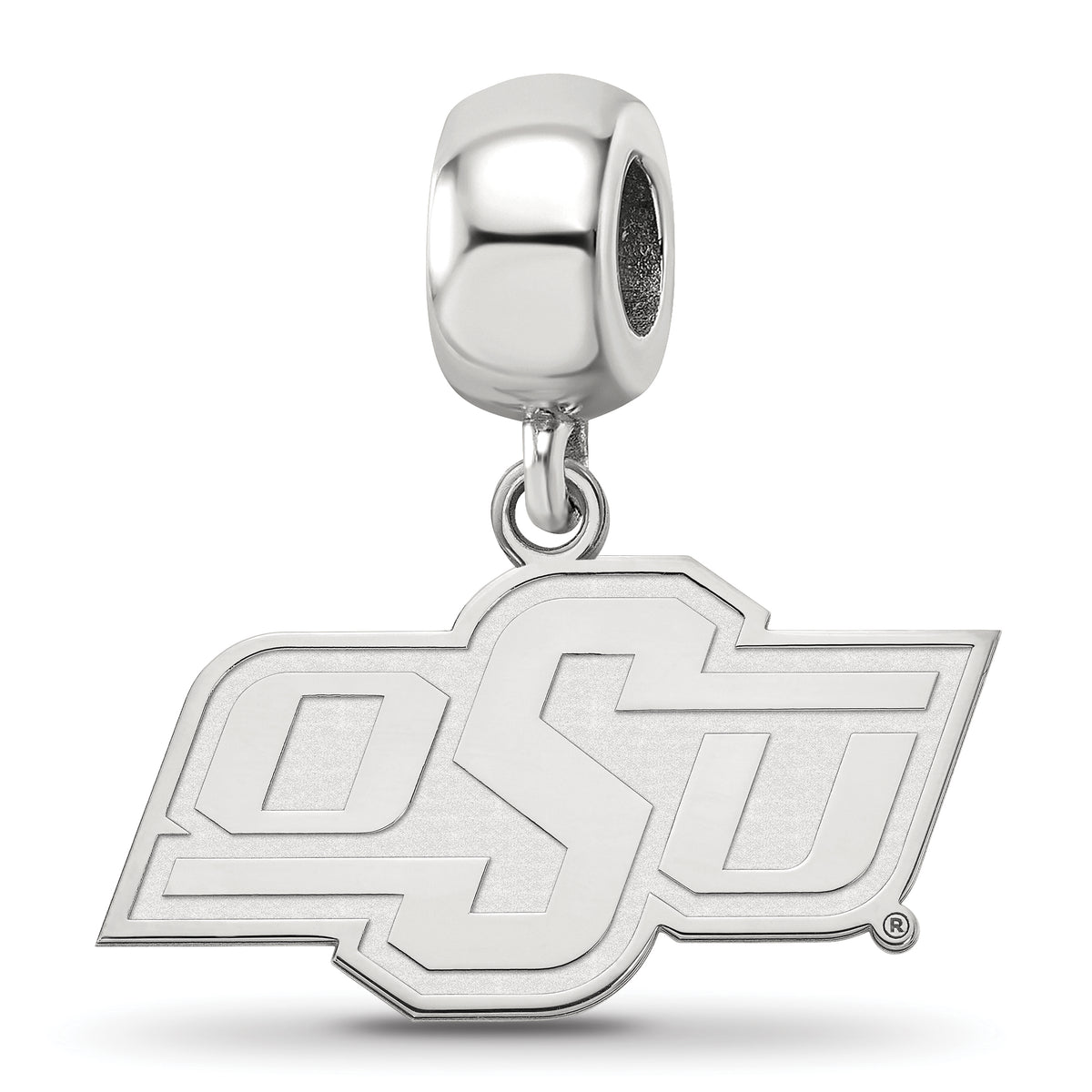 Sterling Silver Rhodium-plated LogoArt Oklahoma State University O-S-U Small Dangle Bead Charm