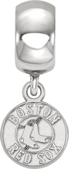 Sterling Silver Rhodium-plated MLB LogoArt Boston Red Sox Extra Small Dangle Bead