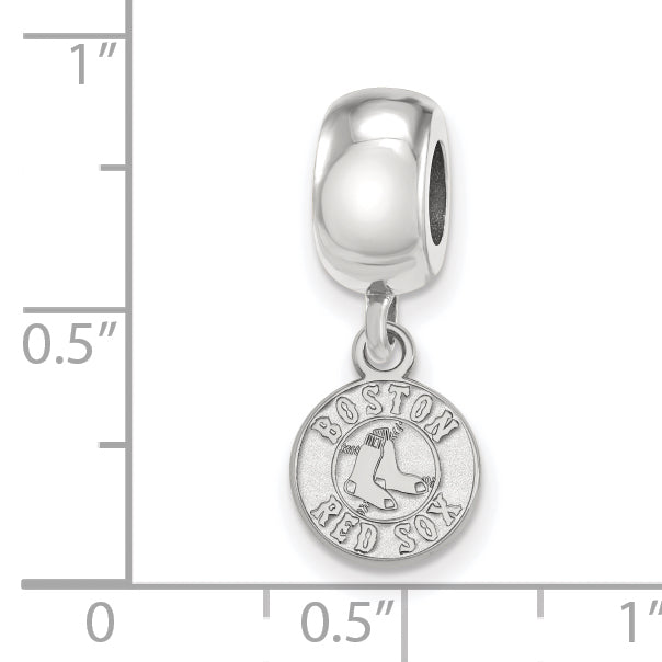 Sterling Silver Rhodium-plated MLB LogoArt Boston Red Sox Extra Small Dangle Bead