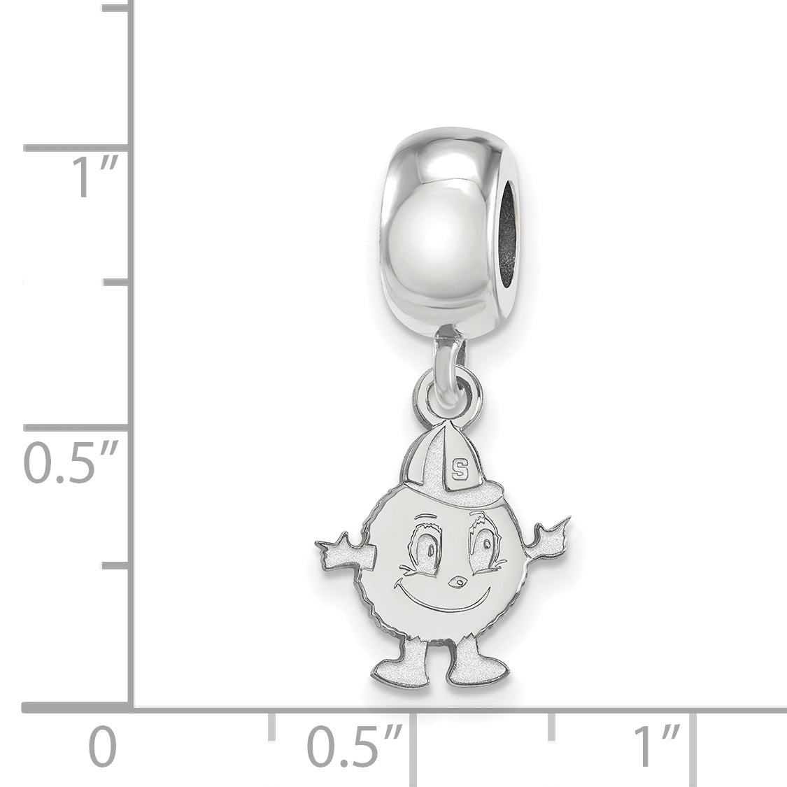 Sterling Silver Rhodium-plated LogoArt Syracuse University Mascot Small Dangle Bead Charm