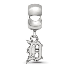 Sterling Silver Rhodium-plated MLB LogoArt Detroit Tigers Letter D Extra Small Dangle Bead