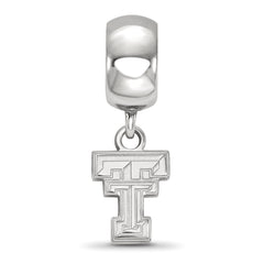 Sterling Silver Rhodium-plated LogoArt Texas Tech University T-T Extra Small Dangle Bead Charm