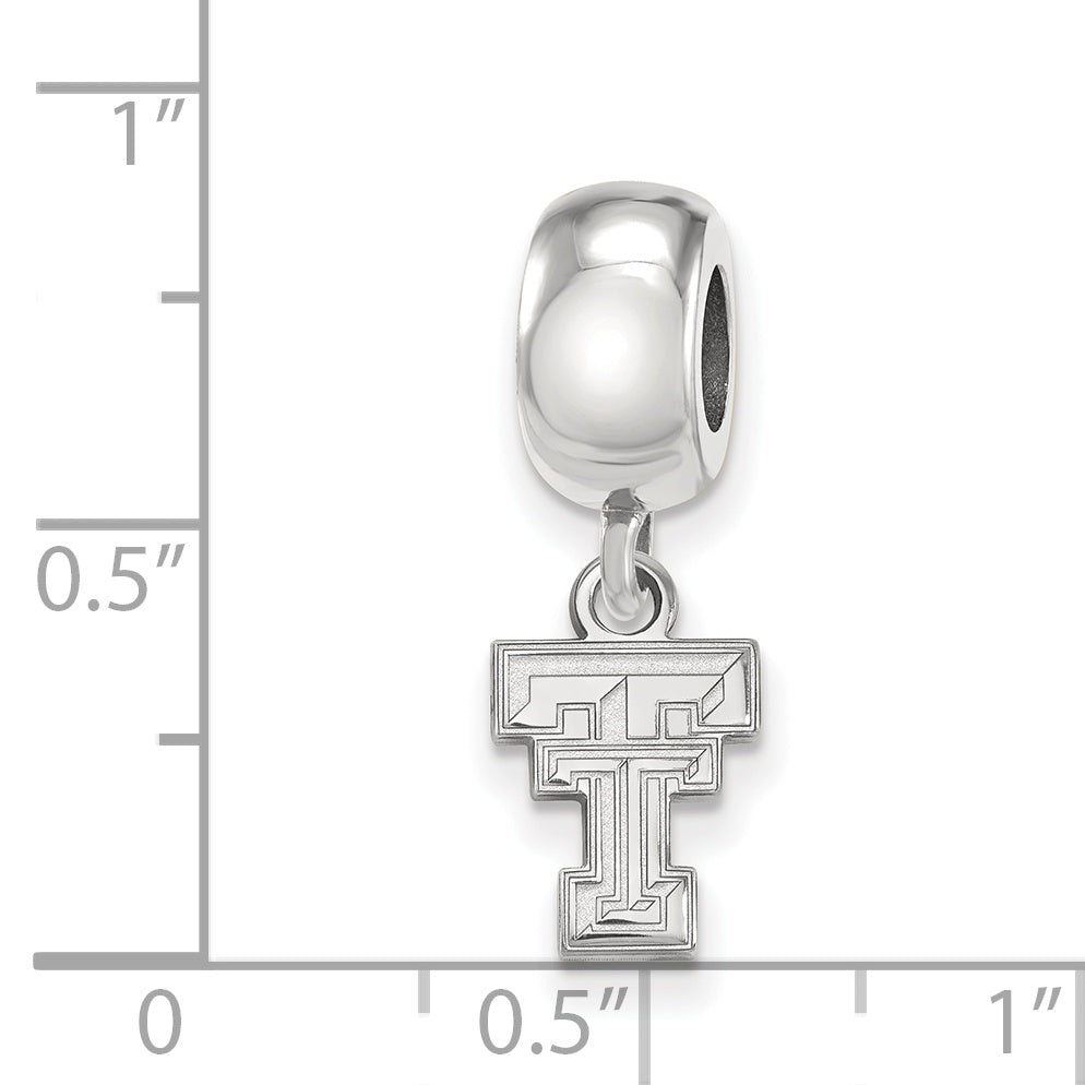 Sterling Silver Rhodium-plated LogoArt Texas Tech University T-T Extra Small Dangle Bead Charm