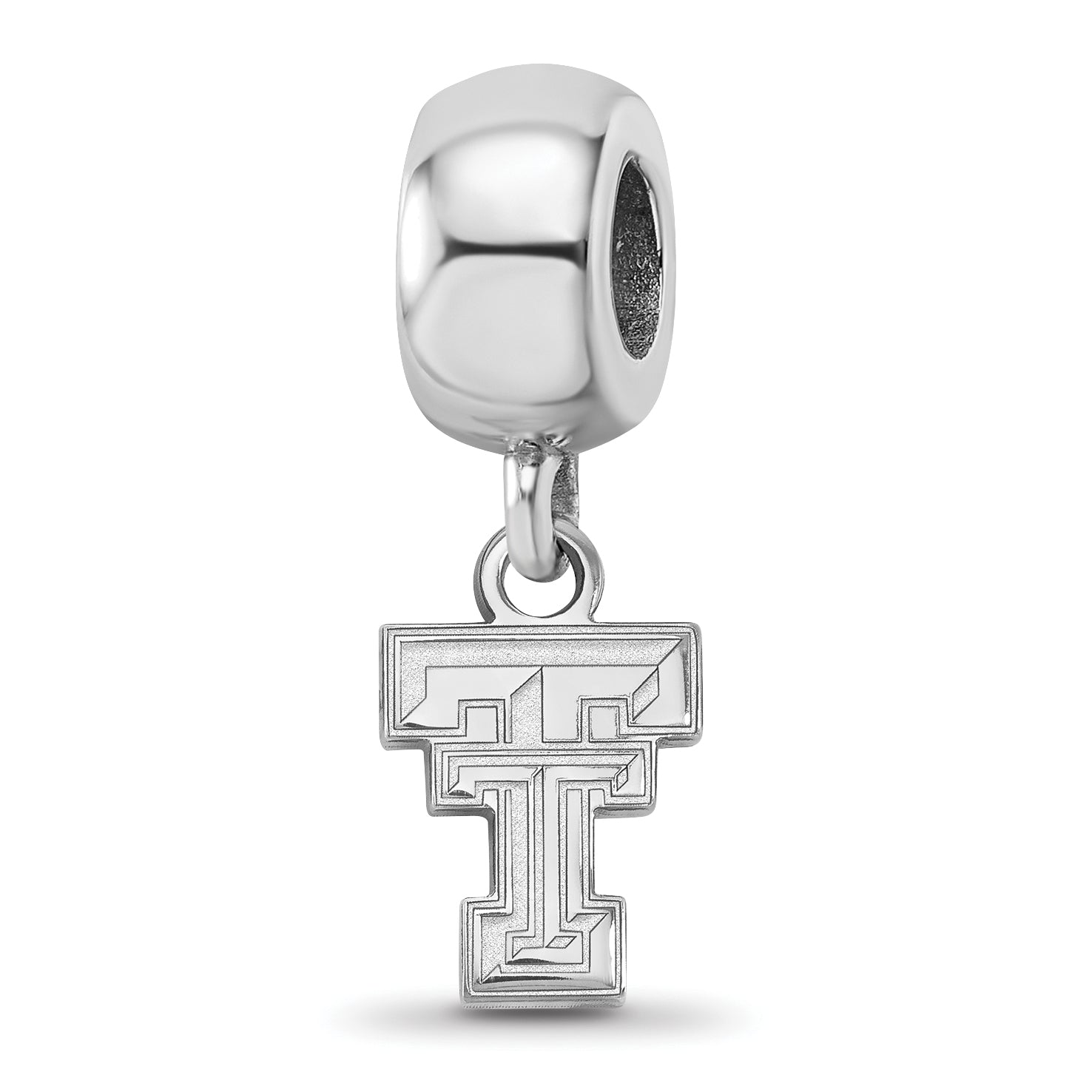 Sterling Silver Rhodium-plated LogoArt Texas Tech University T-T Extra Small Dangle Bead Charm