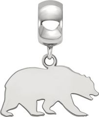 Sterling Silver Rhodium-plated LogoArt University of California Berkeley Bear Small Dangle Bead Charm