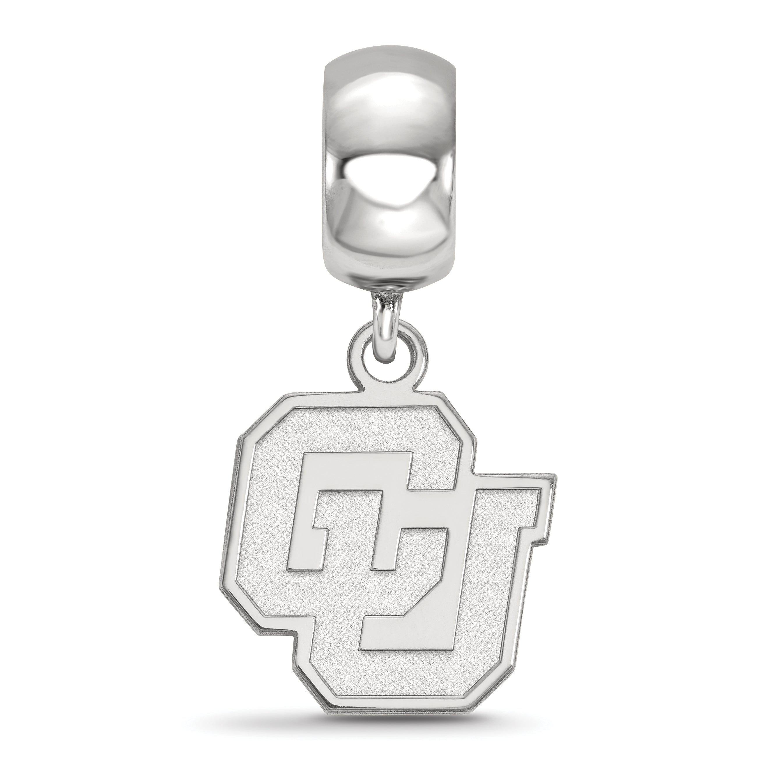 Sterling Silver Rhodium-plated LogoArt University of Colorado C-U Small Dangle Bead Charm