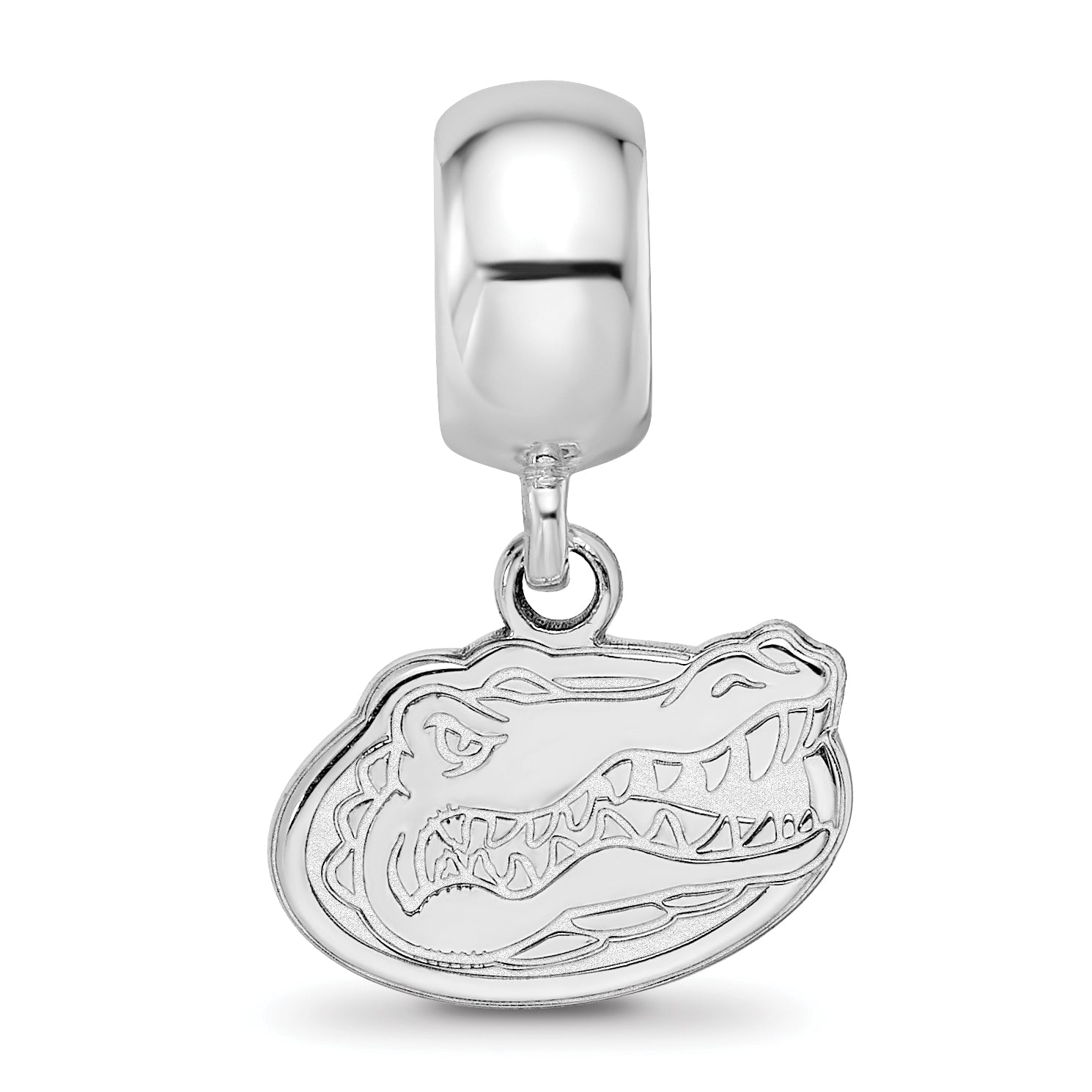 Sterling Silver Rhodium-plated LogoArt University of Florida Gator Extra Small Dangle Bead Charm