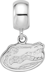 Sterling Silver Rhodium-plated LogoArt University of Florida Gator Extra Small Dangle Bead Charm