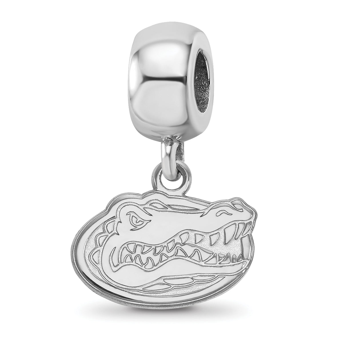 Sterling Silver Rhodium-plated LogoArt University of Florida Gator Extra Small Dangle Bead Charm