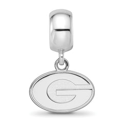 Sterling Silver Rhodium-plated LogoArt University of Georgia Letter G Extra Small Dangle Bead Charm