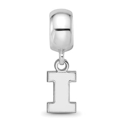 Sterling Silver Rhodium-plated LogoArt University of Illinois Letter I Extra Small Dangle Bead Charm