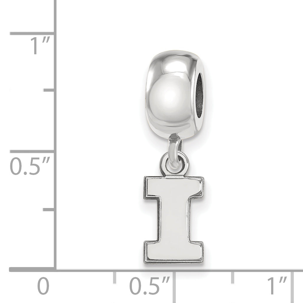 Sterling Silver Rhodium-plated LogoArt University of Illinois Letter I Extra Small Dangle Bead Charm