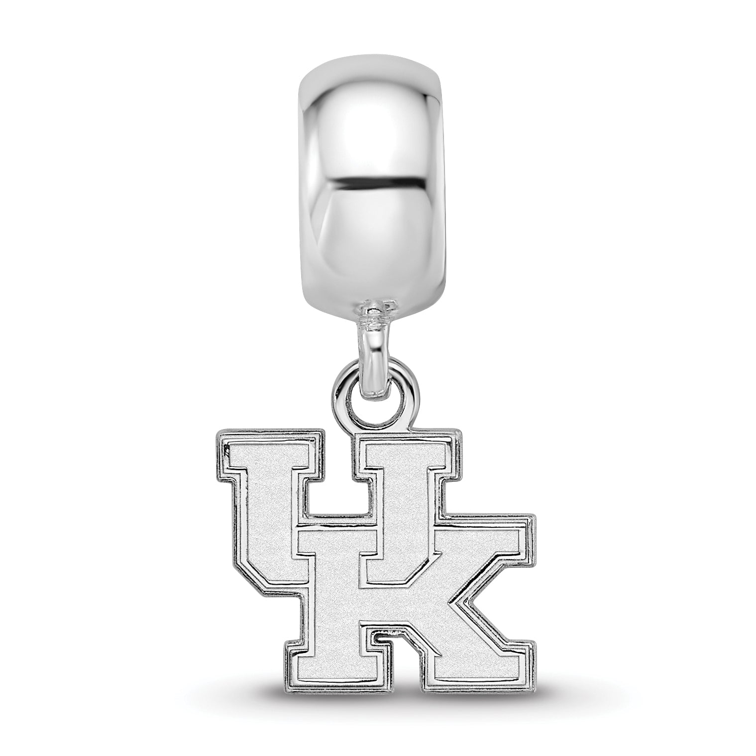 Sterling Silver Rhodium-plated LogoArt University of Kentucky U-K Extra Small Dangle Bead Charm