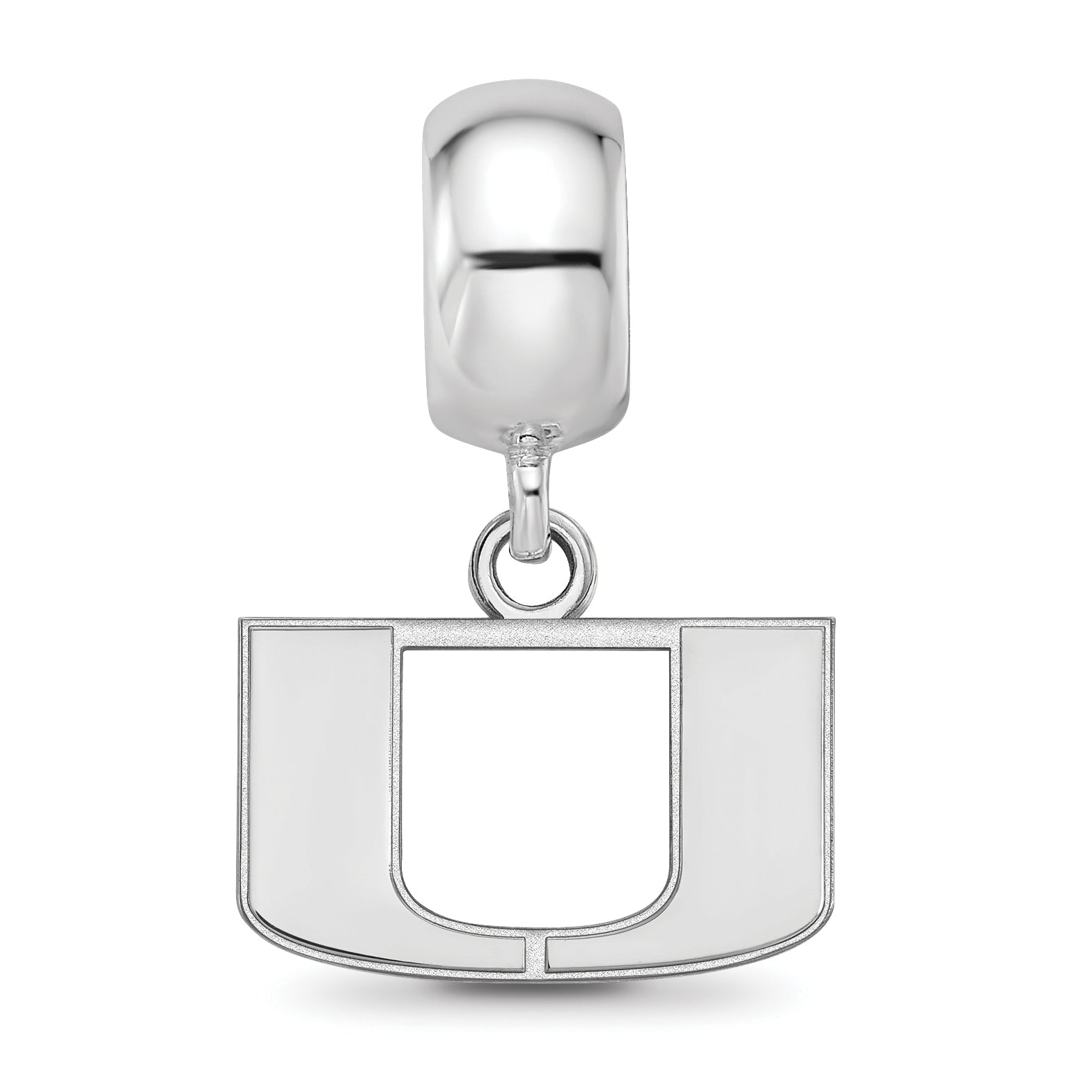 Sterling Silver Rhodium-plated LogoArt University of Miami Florida Letter U Extra Small Dangle Bead Charm