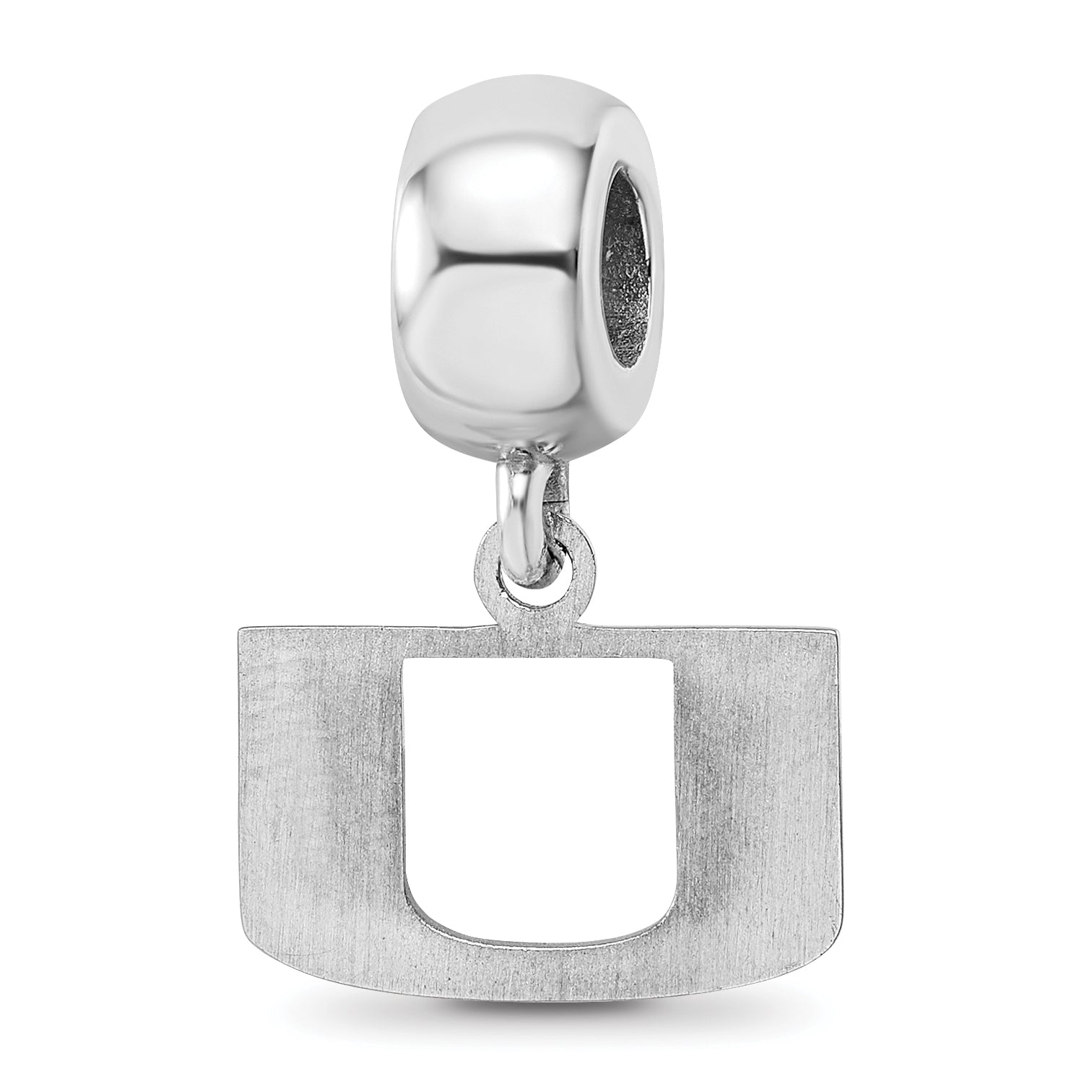 Sterling Silver Rhodium-plated LogoArt University of Miami Florida Letter U Extra Small Dangle Bead Charm