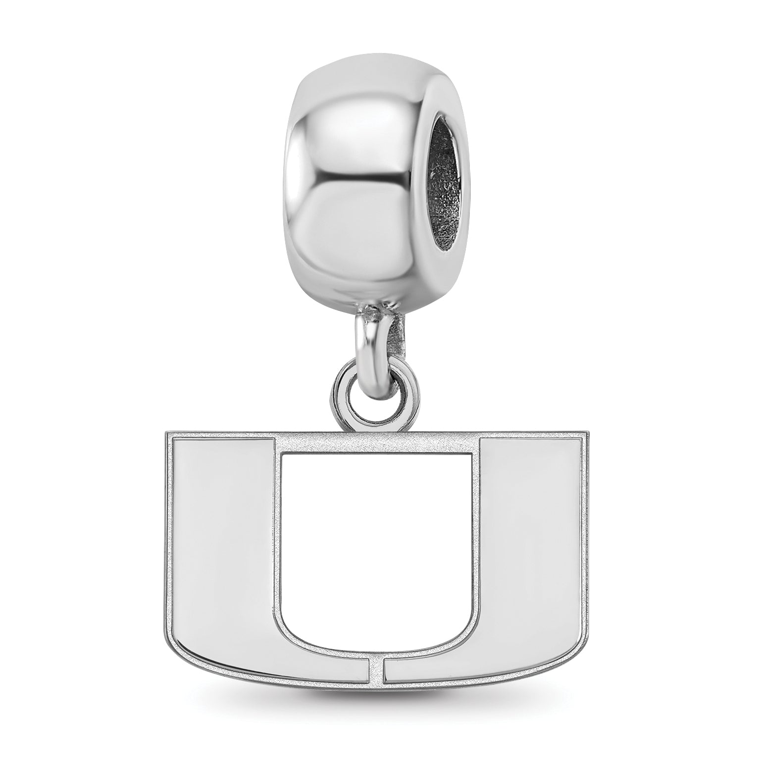 Sterling Silver Rhodium-plated LogoArt University of Miami Florida Letter U Extra Small Dangle Bead Charm