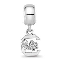 Sterling Silver Rhodium-plated LogoArt University of South Carolina Extra Small Dangle Bead Charm