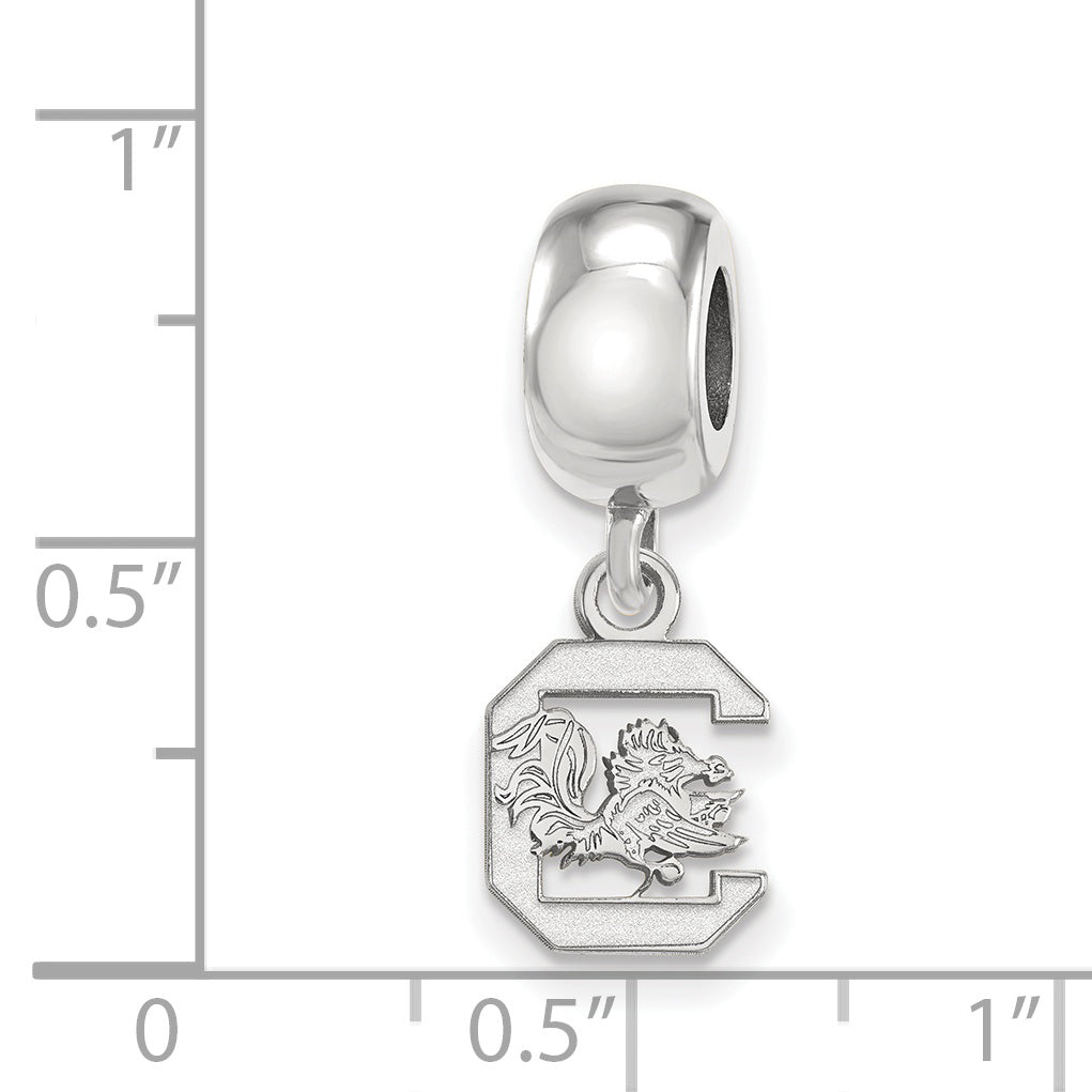 Sterling Silver Rhodium-plated LogoArt University of South Carolina Extra Small Dangle Bead Charm