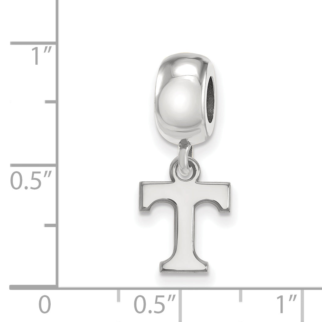 Sterling Silver Rhodium-plated LogoArt University of Tennessee Letter T Extra Small Dangle Bead Charm