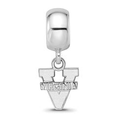 Sterling Silver Rhodium-plated LogoArt University of Virginia Extra Small Dangle Bead Charm