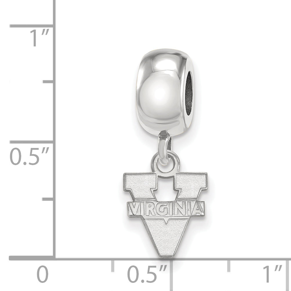 Sterling Silver Rhodium-plated LogoArt University of Virginia Extra Small Dangle Bead Charm