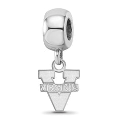 Sterling Silver Rhodium-plated LogoArt University of Virginia Extra Small Dangle Bead Charm