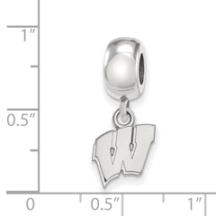 Sterling Silver Rhodium-plated LogoArt University of Wisconsin Letter W Extra Small Dangle Bead Charm