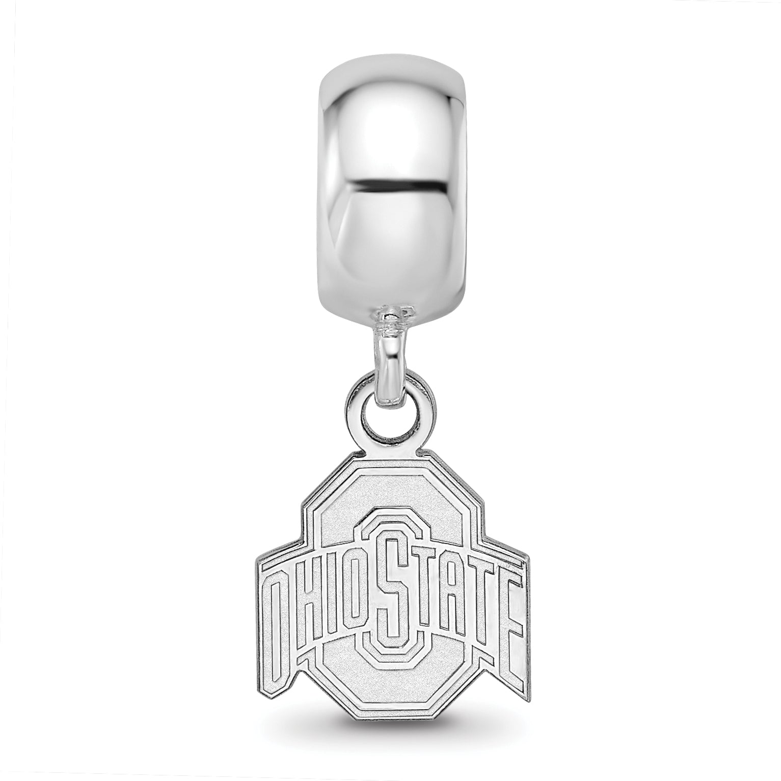 Sterling Silver Rhodium-plated LogoArt The Ohio State University Extra Small Dangle Bead Charm