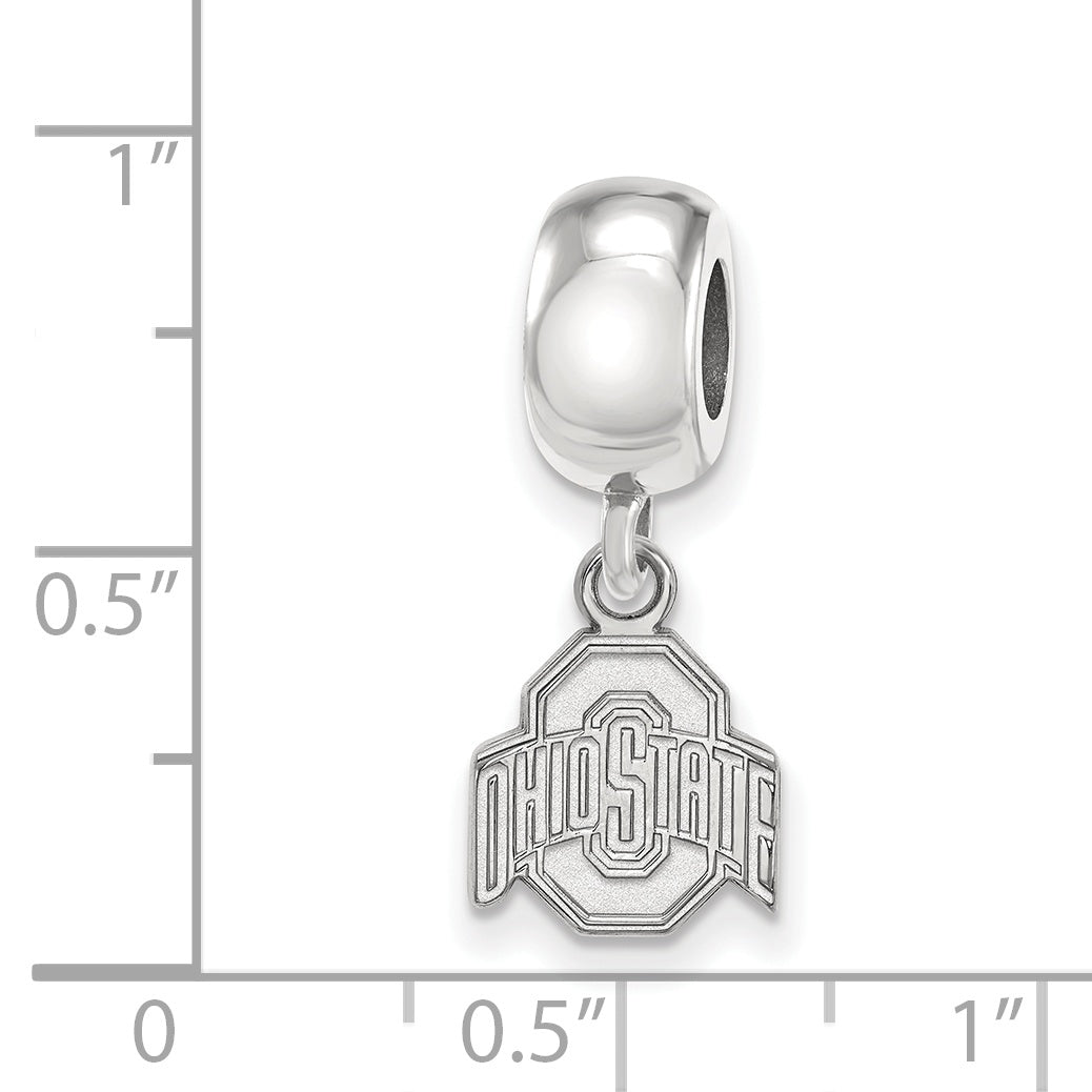 Sterling Silver Rhodium-plated LogoArt The Ohio State University Extra Small Dangle Bead Charm