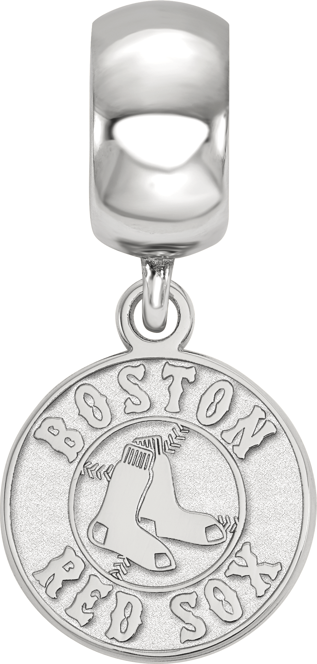 Sterling Silver Rhodium-plated MLB LogoArt Boston Red Sox Small Dangle Bead