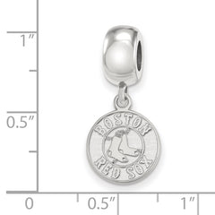 Sterling Silver Rhodium-plated MLB LogoArt Boston Red Sox Small Dangle Bead