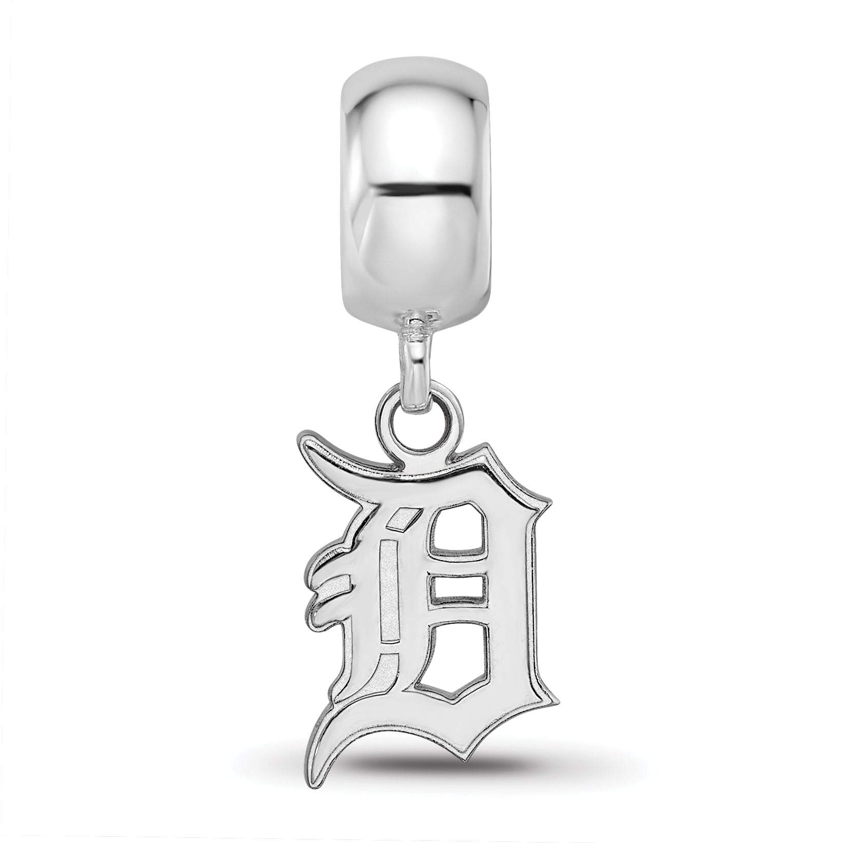 Sterling Silver Rhodium-plated MLB LogoArt Detroit Tigers Letter D Small Dangle Bead