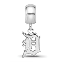 Sterling Silver Rhodium-plated MLB LogoArt Detroit Tigers Letter D Small Dangle Bead