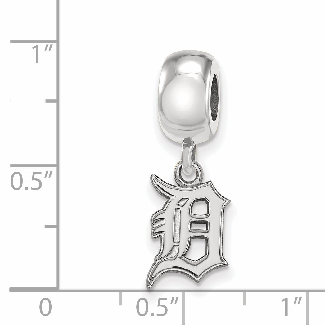 Sterling Silver Rhodium-plated MLB LogoArt Detroit Tigers Letter D Small Dangle Bead