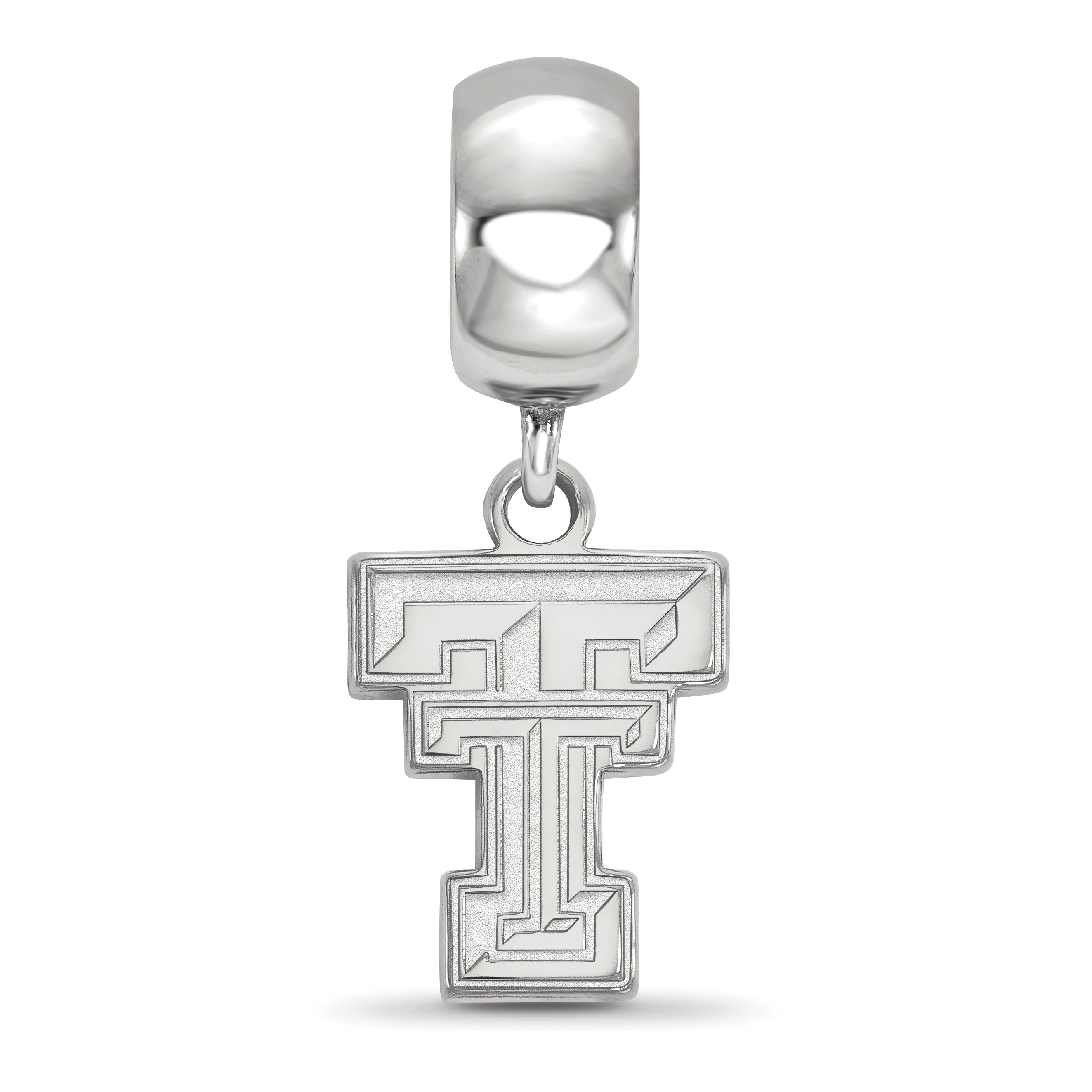 Sterling Silver Rhodium-plated LogoArt Texas Tech University T-T Small Dangle Bead Charm