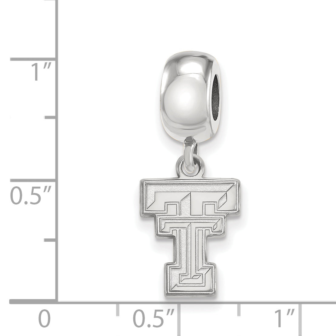 Sterling Silver Rhodium-plated LogoArt Texas Tech University T-T Small Dangle Bead Charm