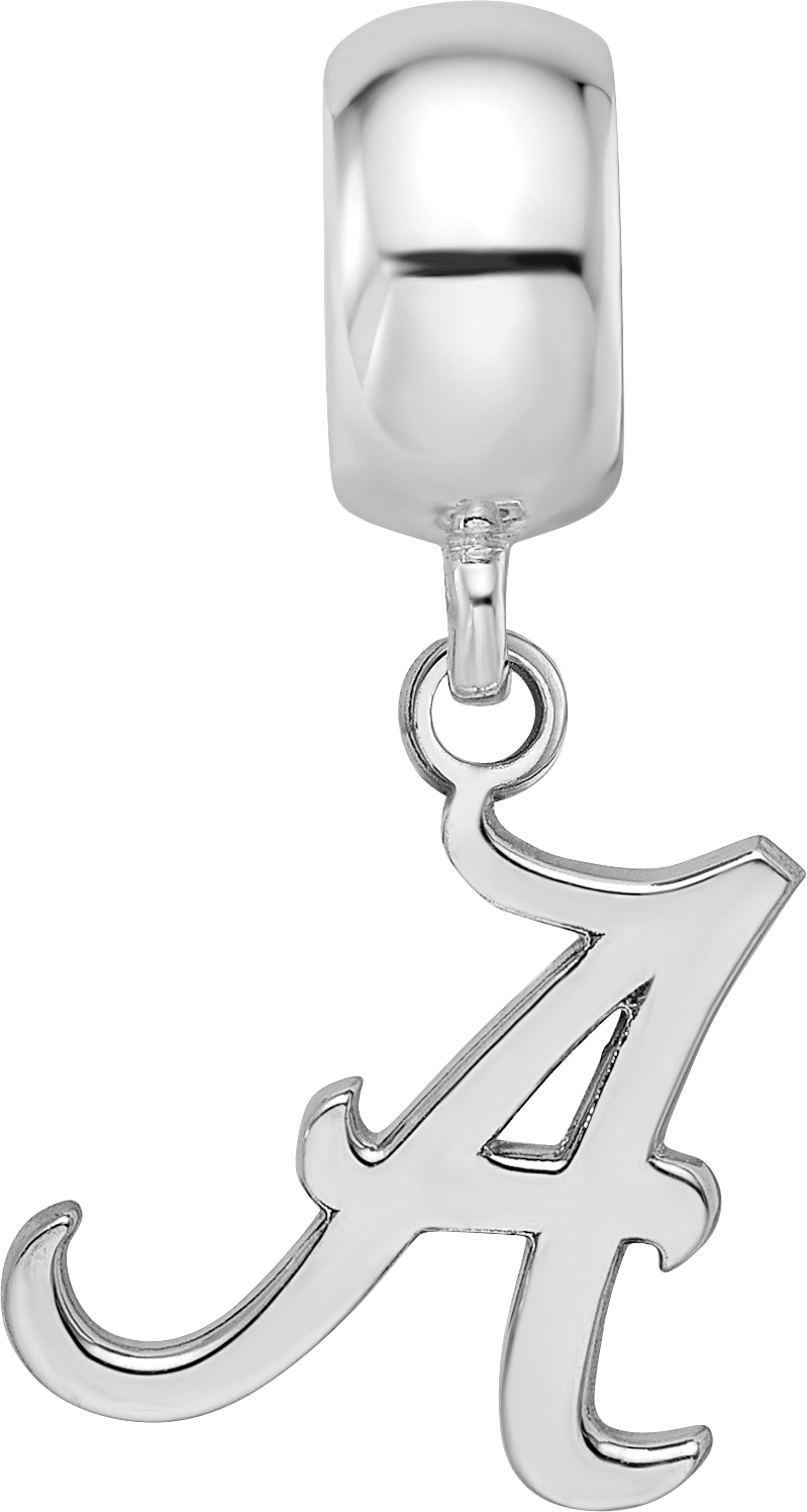 Sterling Silver Rhodium-plated LogoArt University of Alabama Letter A Small Dangle Bead Charm