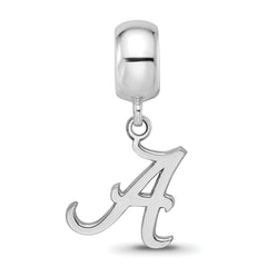 Sterling Silver Rhodium-plated LogoArt University of Alabama Letter A Small Dangle Bead Charm