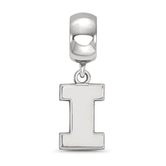 Sterling Silver Rhodium-plated LogoArt University of Illinois Letter I Small Dangle Bead Charm