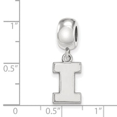 Sterling Silver Rhodium-plated LogoArt University of Illinois Letter I Small Dangle Bead Charm