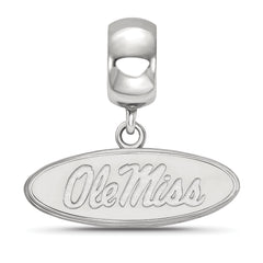 Sterling Silver Rhodium-plated LogoArt University of Mississippi Ole Miss Small Oval Dangle Bead Charm