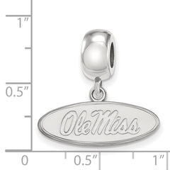 Sterling Silver Rhodium-plated LogoArt University of Mississippi Ole Miss Small Oval Dangle Bead Charm