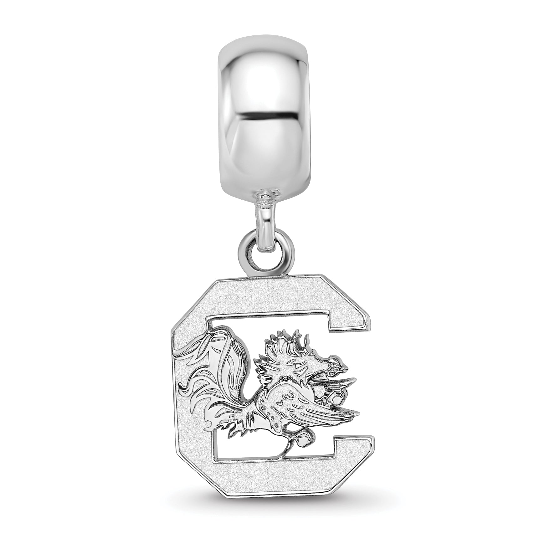 Sterling Silver Rhodium-plated LogoArt University of South Carolina Small Dangle Bead Charm