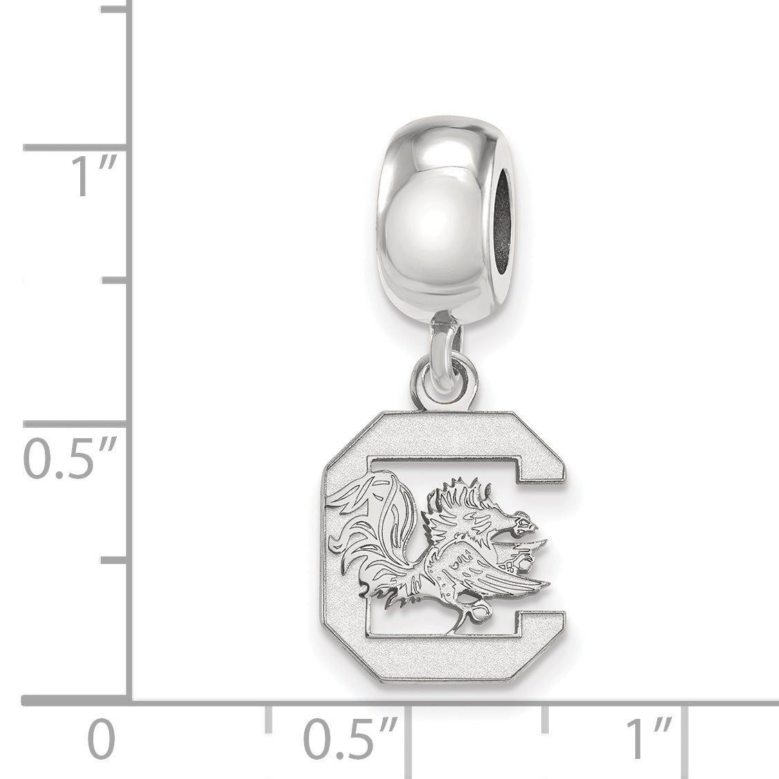 Sterling Silver Rhodium-plated LogoArt University of South Carolina Small Dangle Bead Charm