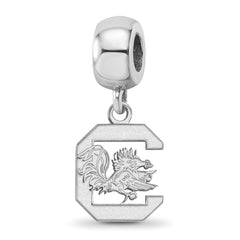 Sterling Silver Rhodium-plated LogoArt University of South Carolina Small Dangle Bead Charm