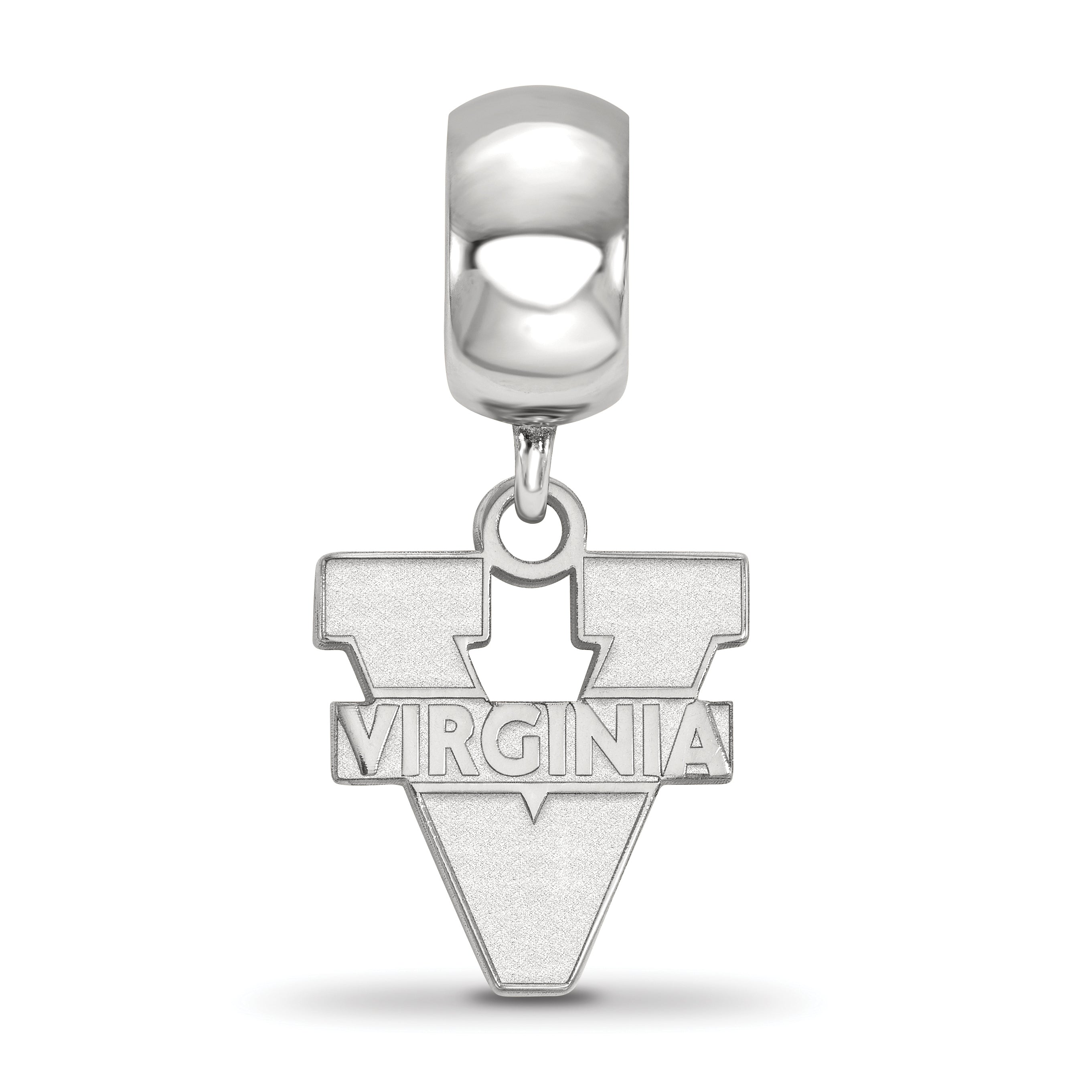 Sterling Silver Rhodium-plated LogoArt University of Virginia Small Dangle Bead Charm