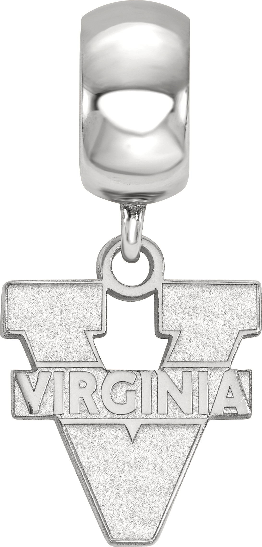 Sterling Silver Rhodium-plated LogoArt University of Virginia Small Dangle Bead Charm