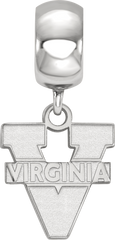 Sterling Silver Rhodium-plated LogoArt University of Virginia Small Dangle Bead Charm