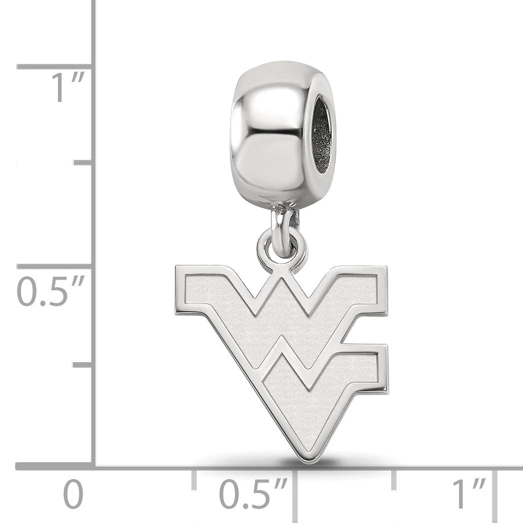 Sterling Silver Rhodium-plated LogoArt West Virginia University W-V Small Dangle Bead Charm